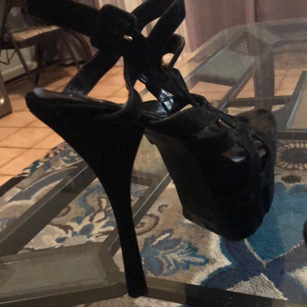 Black Velvet Strappy Sandal Heels